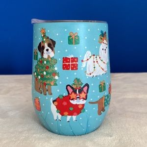 Brand New! Adorable Clementine Stainless Steel Christmas Themed Dog 12oz Tumbler